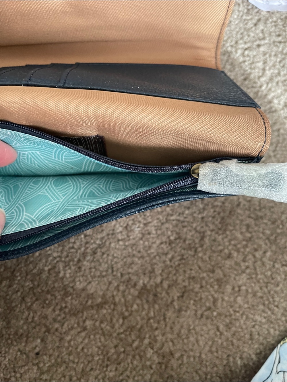The Sak Navy and Brown Leather Iris Flap Wallet - Picture 8 of 13